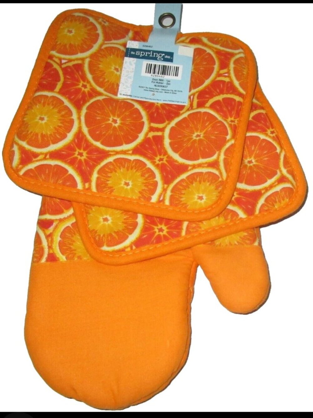 Potholders & Oven Mitt Set ~ ORANGE SLICES ~ Set of 3